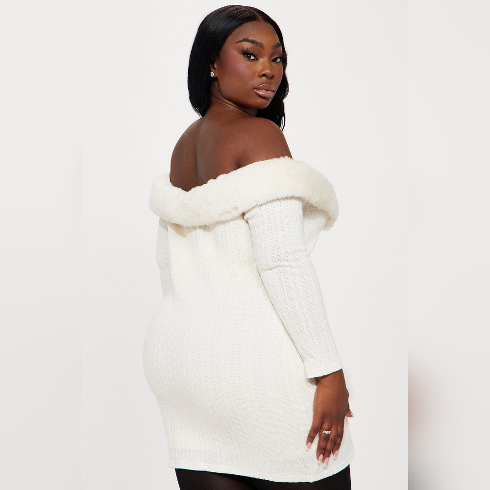 "Alexis" Sweater Mini Off-Shoulder Dress - Picture 3 of 4